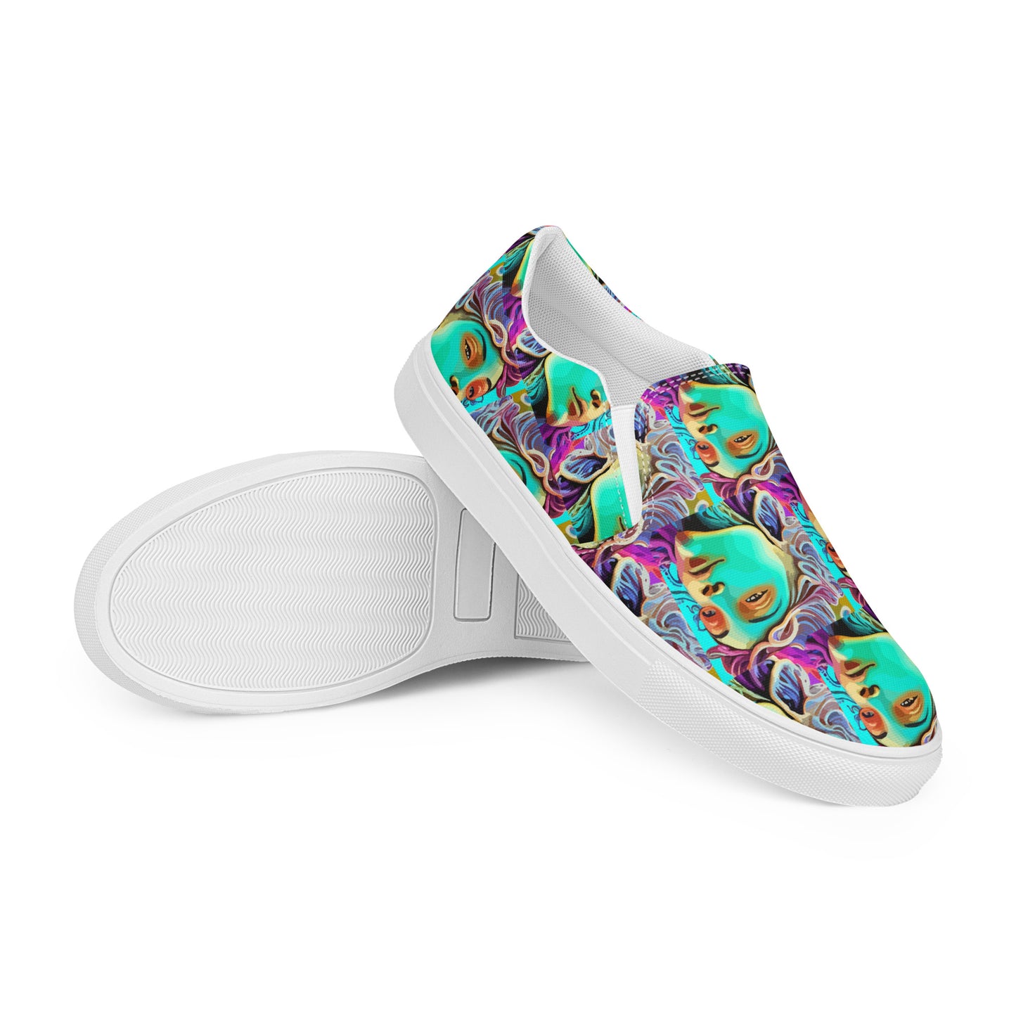 Women’s slip-on canvas shoes Kukloso Cubist Faces No 4 - Free Shipping