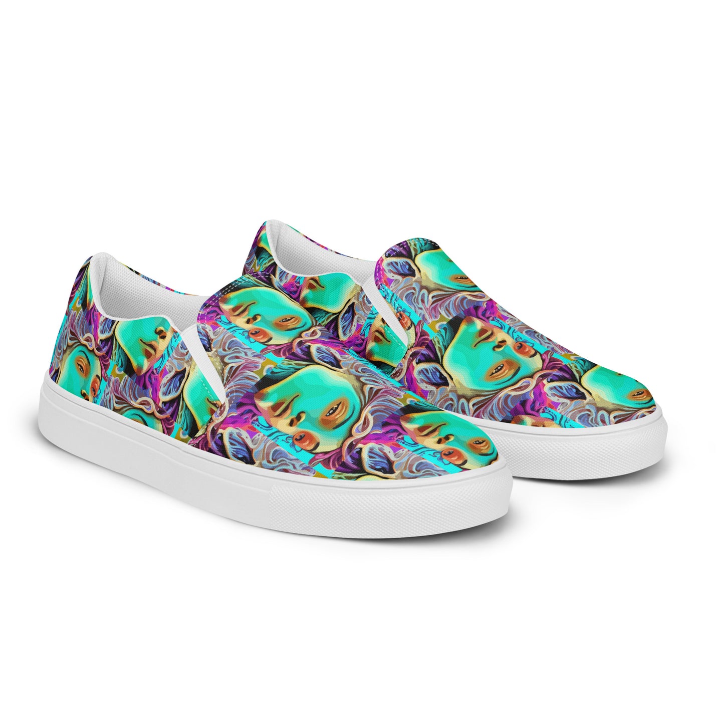 Women’s slip-on canvas shoes Kukloso Cubist Faces No 4 - Free Shipping