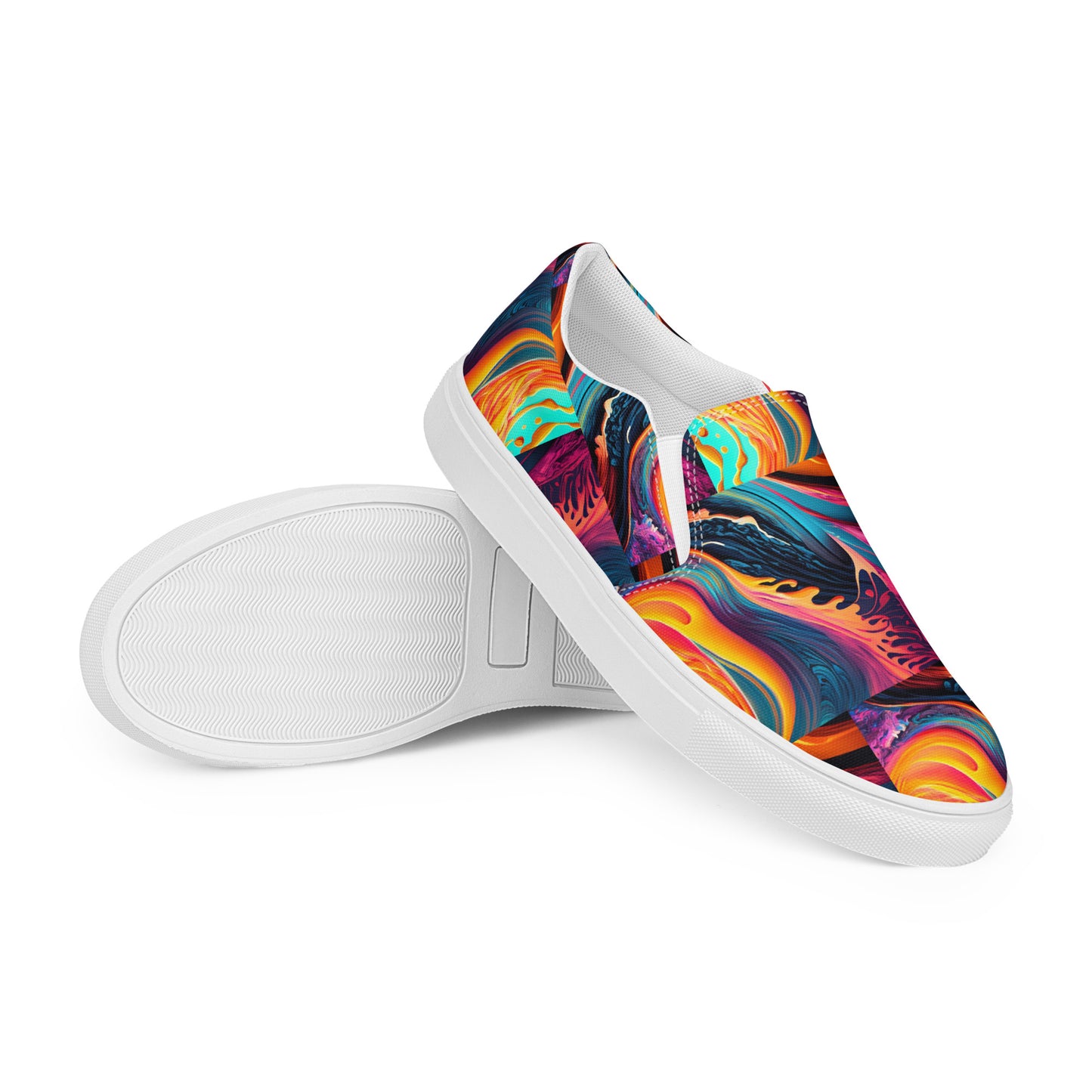 Women’s slip-on canvas shoes Kukloso Abstract No 1 Aqua/Blue - Free Shipping