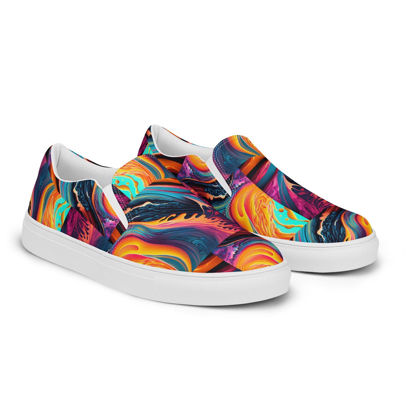 Women’s slip-on canvas shoes Kukloso Abstract No 1 Aqua/Blue - Free Shipping