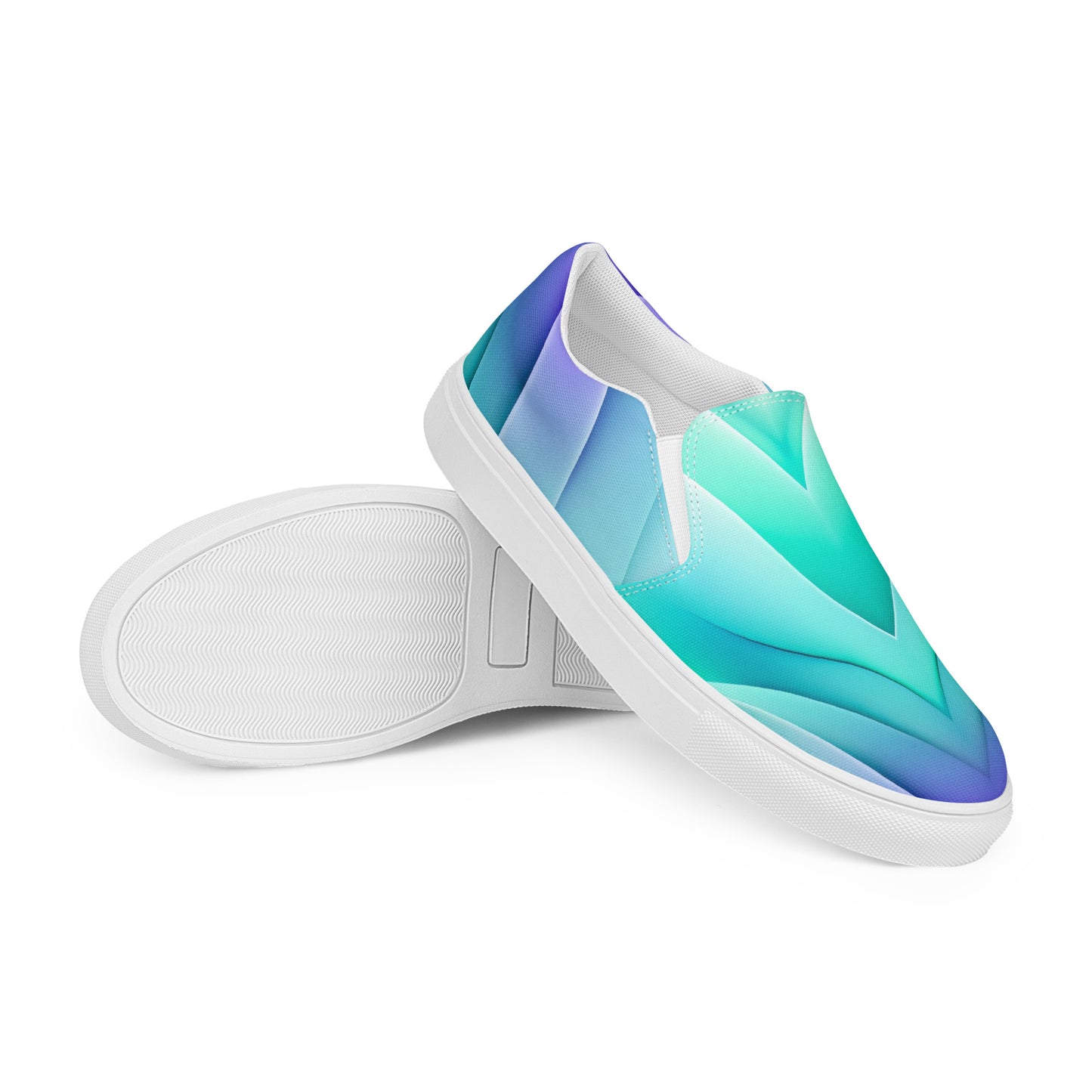 Women’s slip-on canvas shoes Kukloso Abstract No 3 Aqua/Blue - Free Shipping