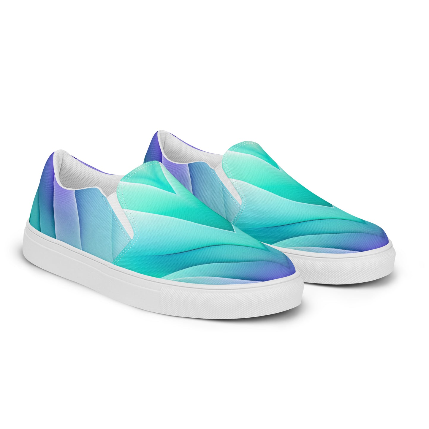 Women’s slip-on canvas shoes Kukloso Abstract No 3 Aqua/Blue - Free Shipping