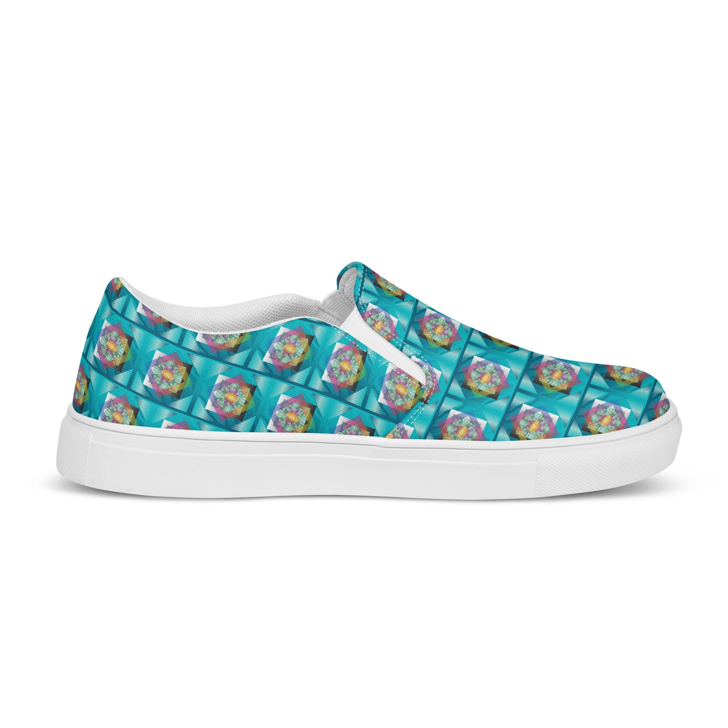 Women’s slip-on canvas shoes Kukloso Whimsical No 19 Aqua - Free Shipping