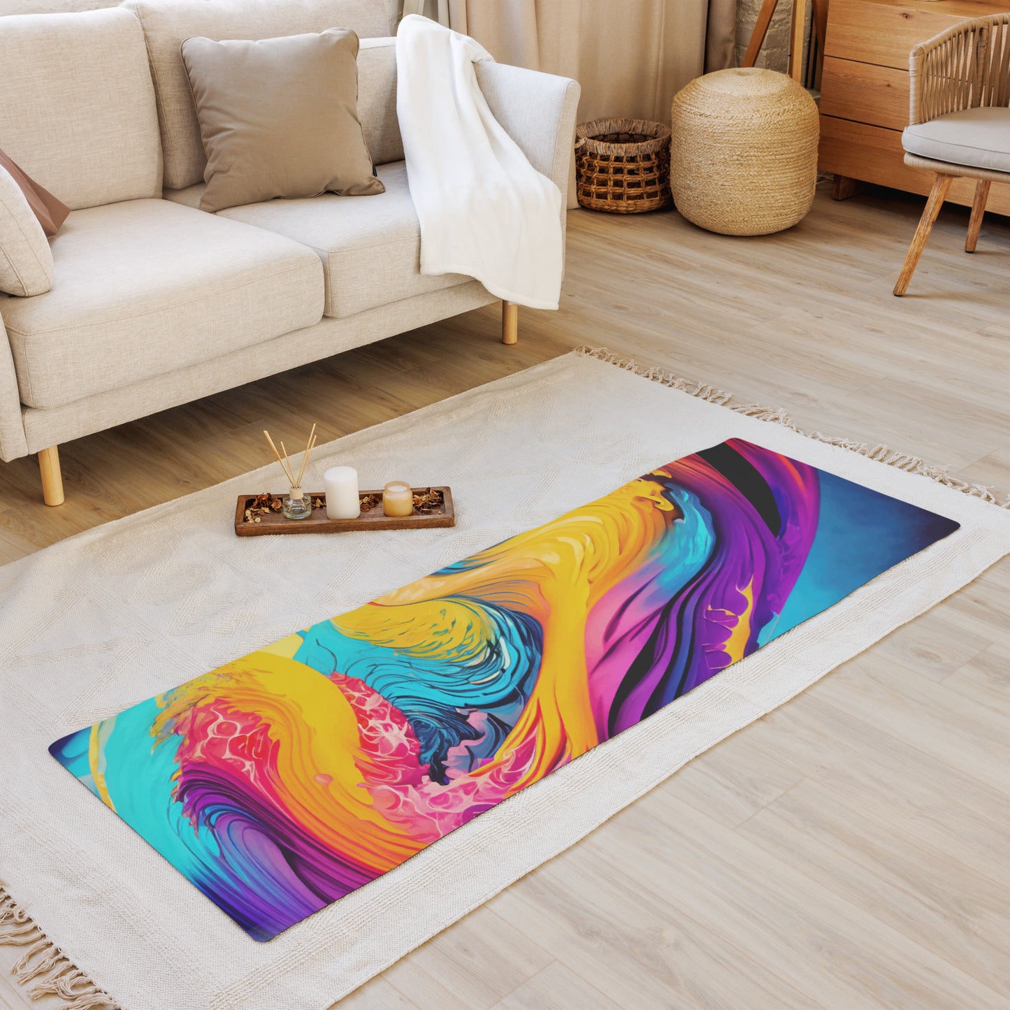 Yoga mat Kukloso No 2 Vibrant Rainbow of colors Free Shipping